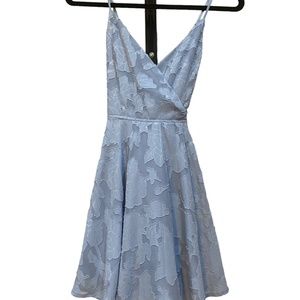 Blue wrap elegant summer mini dress
